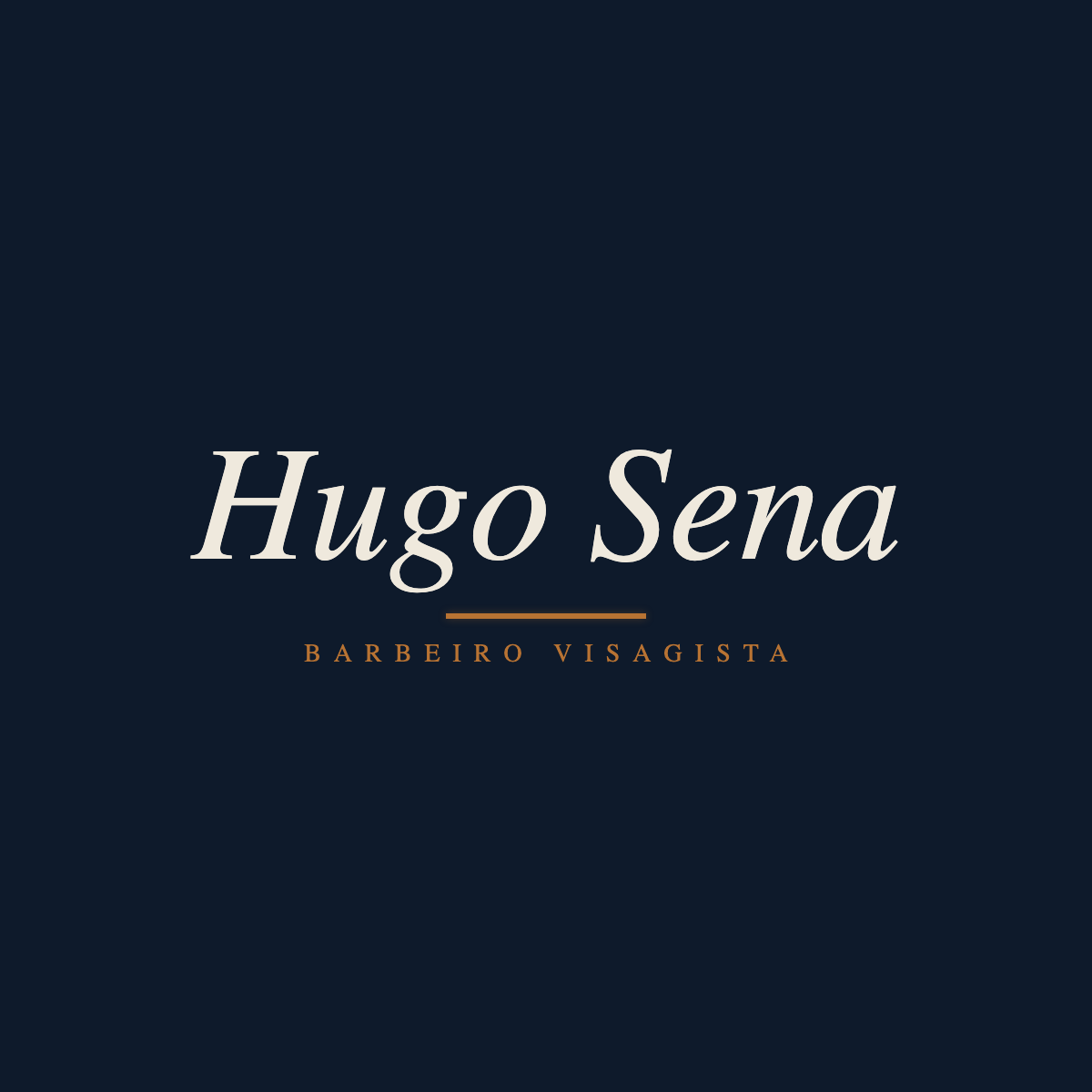 Hugo Sena — Barbeiro Visagista (Navy & Copper)